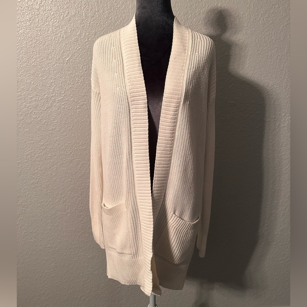 100% Cotton Cream Open Front Cardigan - Size S